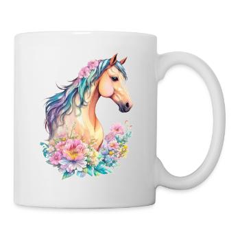 Belle Jument Pony Cheval Fleurs Design Floral - Mug blanc - blanc - Droite