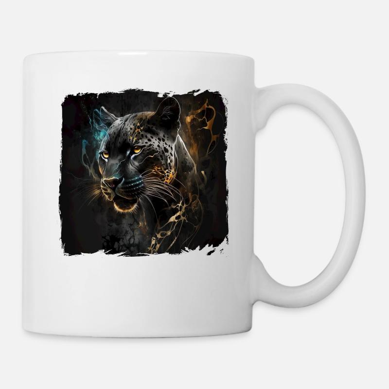 Schwarzer Panther Großkatze - Tasse - Weiß