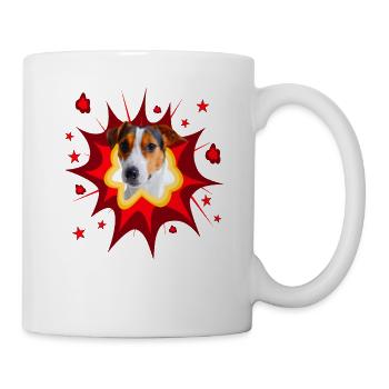 Comic Dog Design - Pow - Jack Russel Terrier - Mug - white - Right