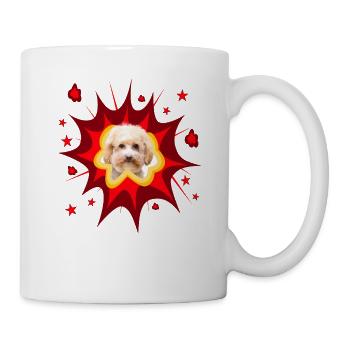 Comic Hund Design - Pow - Zwergpudel - Pudel - Tasse - Weiß - Rechts