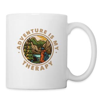 Adventure is my Therapy Trekking Bergwandern - Tasse - Weiß - Rechts