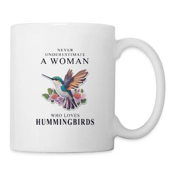 never underestimate a woman who loves hummingbirds - Mug - white - Right
