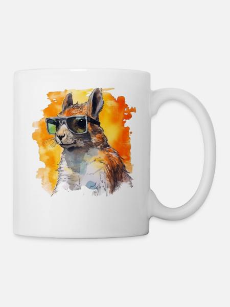 Écureuil Lunettes de soleil Art coloré Cadeau Animal - Mug blanc - blanc