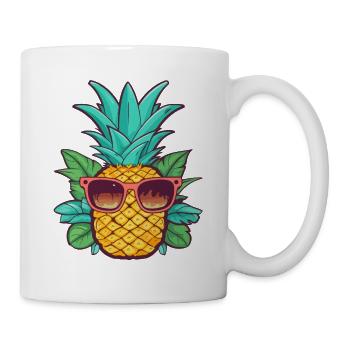 Cartoon Pineapple Summer with Sunglasses Good Vibes - Mug - white - Right