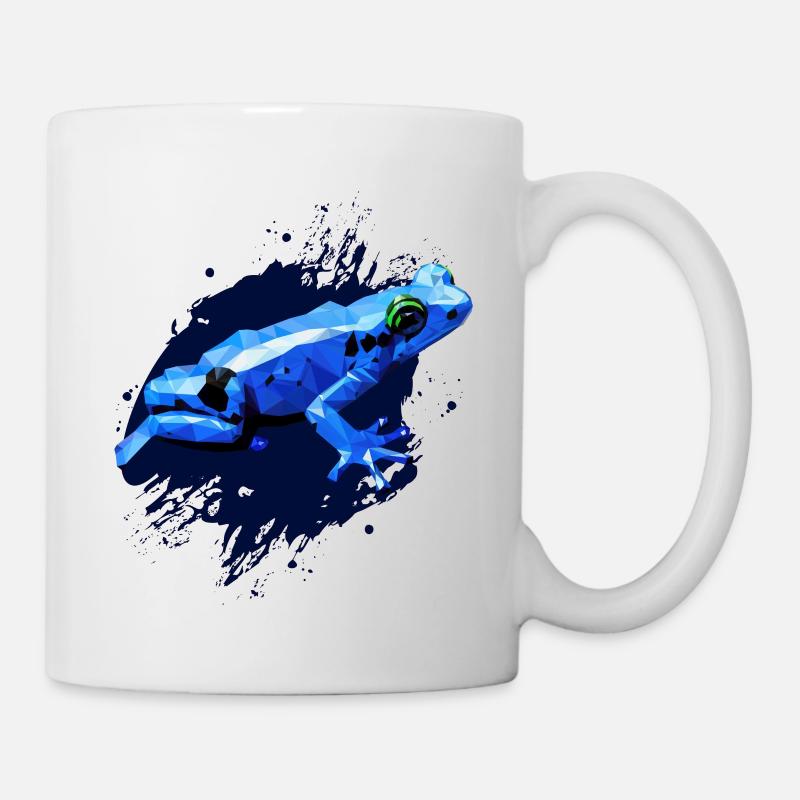 Pfeilgiftfrosch, Zeichnung Polygon, blauer Frosch - Tasse - Weiß