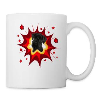Comic Hund Design - Pow - Riesenschnauzer - Tasse - Weiß - Rechts
