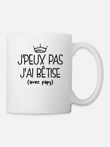 Je Peux Pas, Bêtise Avec Papy - Mug blanc - blanc