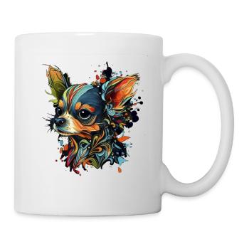 Chihuahua | Abstrakte Malerei | Farbe | Niedlicher - Tasse - Weiß - Rechts