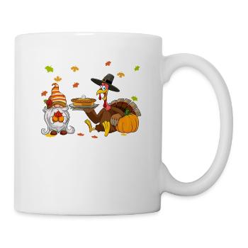Happy Thanksgiving Türkei Gnome Kürbis Herbst - Tasse - Weiß - Rechts