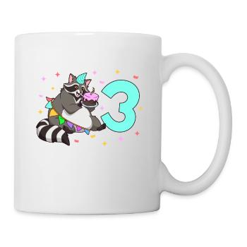 With raccoon - children's birthday 3 years - Mug - white - Right