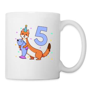 Mit Wiesel - Kinder Geburtstag 5 Jahre - Tasse - Weiß - Rechts