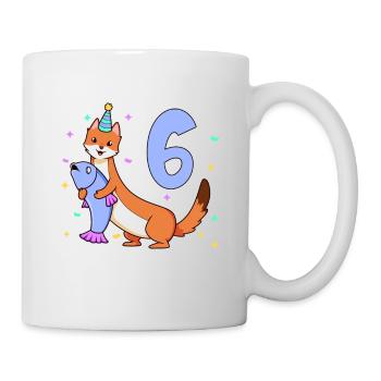 Mit Wiesel - Kinder Geburtstag 6 Jahre - Tasse - Weiß - Rechts