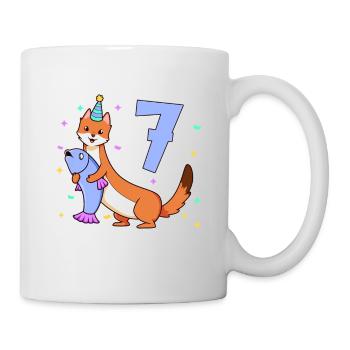 Avec Weasel - Anniversaire des enfants 7 ans - Mug blanc - blanc - Droite
