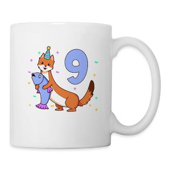 Avec Weasel - Anniversaire des enfants 9 ans - Mug blanc - blanc - Droite