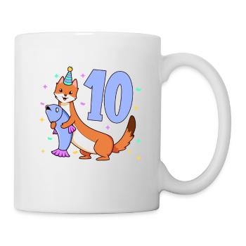 Mit Wiesel - Kinder Geburtstag 10 Jahre - Tasse - Weiß - Rechts