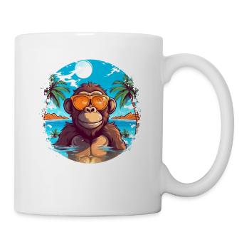 Ambiance tropicale: conception de plage et de singe pour l’été - Mug blanc - blanc - Droite