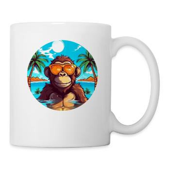 Affen am Strand: Einzigartiges Sommervergnügen - Tasse - Weiß - Rechts