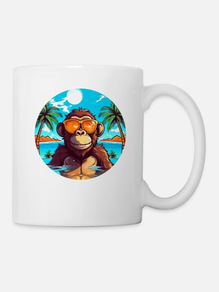 Affen am Strand: Einzigartiges Sommervergnügen - Tasse - Weiß