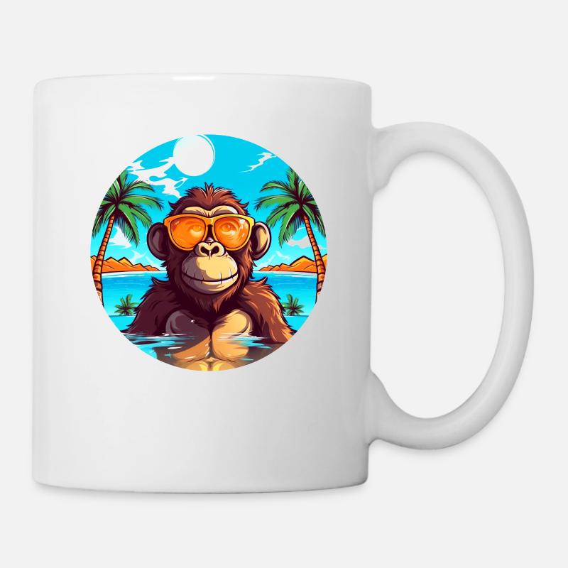 Affen am Strand: Einzigartiges Sommervergnügen - Tasse - Weiß