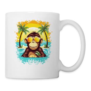 Beach Monkey Paradise: Lustiger und stilvoller Sommer - Tasse - Weiß - Rechts