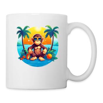 Beachside Monkey Adventure: Cool and Comfy Summer - Mug - white - Right