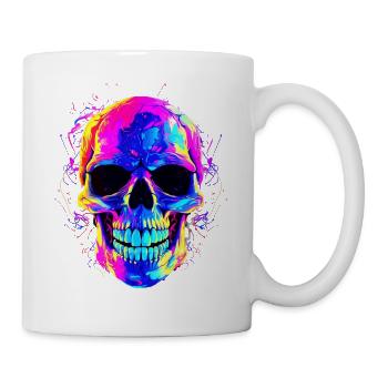 Crâne coloré: crâne coloré sombre et alternatif - Mug blanc - blanc - Droite