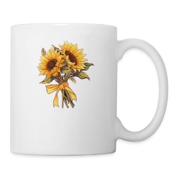 Tournesol frais avec ruban jaune Fleurs mignonnes - Mug blanc - blanc - Droite