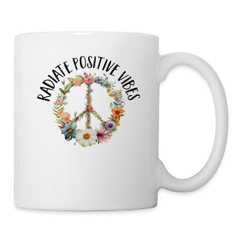 Hippie Peace Zeichen Frieden Blumen Blumenkind - Tasse - Weiß - Rechts
