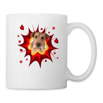 Comic Hund Design - Pow - Irish Terrier - Tasse - Weiß - Rechts