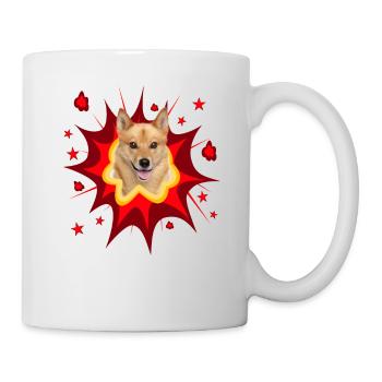 Comic Hund Design - Pow - Finnischer Spitz - Tasse - Weiß - Rechts