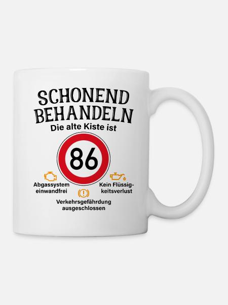 86. Geburtstag Schonend Behandeln 86 Alte Kiste 86 - Tasse - Weiß