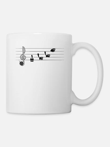Cute Cat On Musical Notes Musician - Mug - white