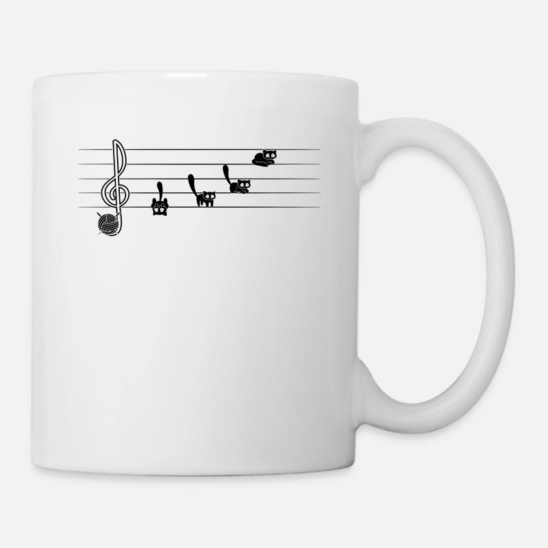 Cute Cat On Musical Notes Musicien - Mug blanc - blanc