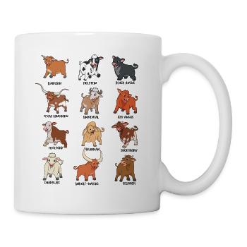 Viele Kuhrassen - Cartoon Kawaii Rinder - Tasse - Weiß - Rechts