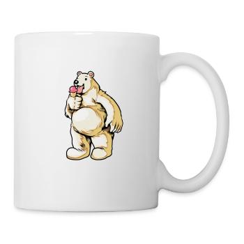 Comic Eisbär genießt Eistüte - Tasse - Weiß - Rechts