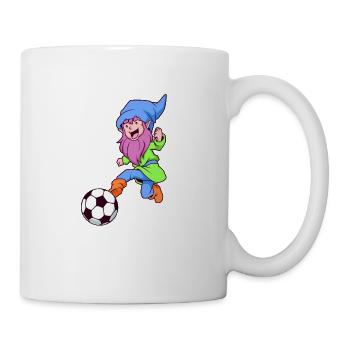 Comic Gartenzwerg spielt Fußball - Tasse - Weiß - Rechts