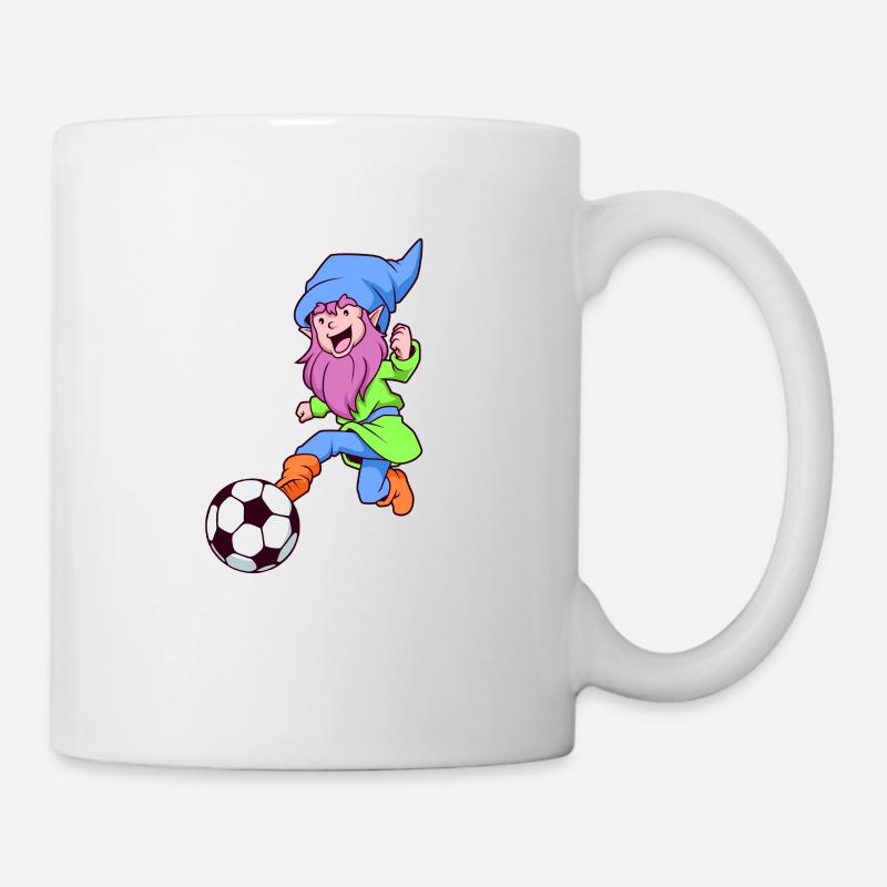 Comic Gartenzwerg spielt Fußball - Tasse - Weiß