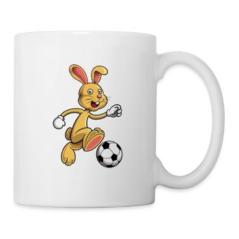 Un lapin comique joue au football - Mug blanc - blanc - Droite
