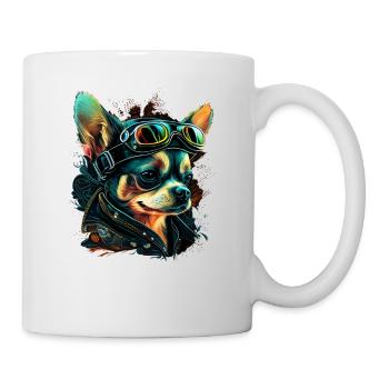 Chihuahua | Biker | Motorrad | Hund | Papa | Opa - Tasse - Weiß - Rechts