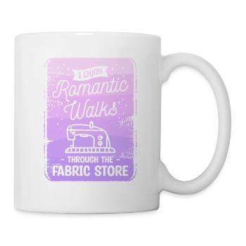 J’aime les promenades romantiques dans le magasin de tissus - Mug blanc - blanc - Droite