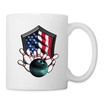 Amerika Flagge USA Bowling Kugel Pin Bowler - Tasse - Weiß - Rechts