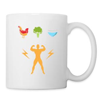 Huhn mit Brokkoli und Reis = Bodybuilder - Tasse - Weiß - Rechts
