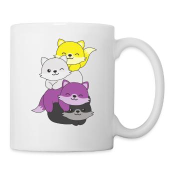 Nonbinary Flag Pride LGBTQ Cute Fox Stack - Mug - white - Right