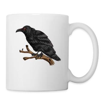Corbeau à plumes noires Corneille chanteuse rusée - Mug blanc - blanc - Droite