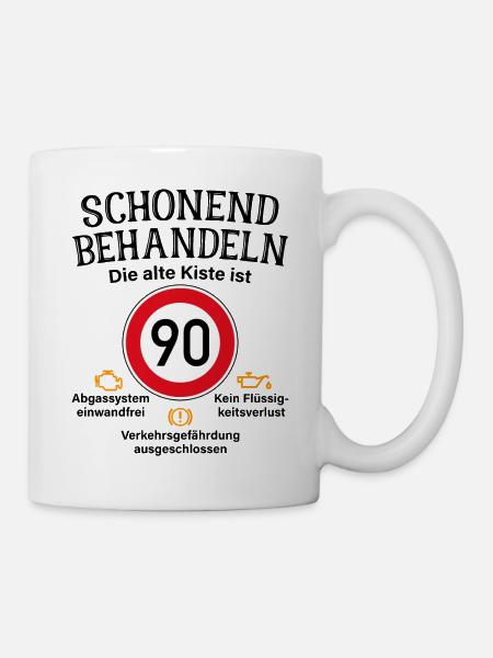 90. Geburtstag Schonend Behandeln 90 Alte Kiste 90 - Tasse - Weiß