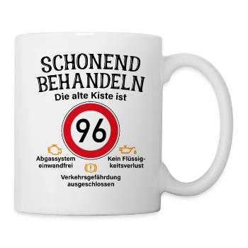 96. Geburtstag Schonend Behandeln 96 Alte Kiste 96 - Tasse - Weiß - Rechts