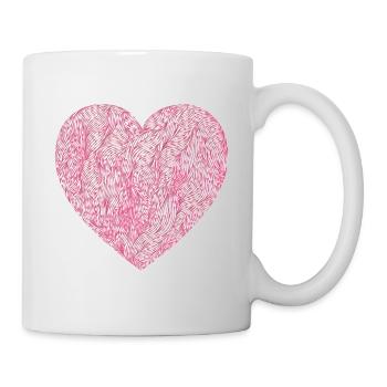 Herz Niedlich Blumig Rosa Herz Liebe Frauen Mädchen - Tasse - Weiß - Rechts