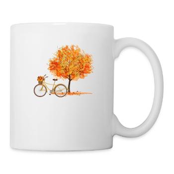 Jolie saison des feuilles d’automne de vélo de style rétro - Mug blanc - blanc - Droite