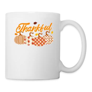 Thankful Grateful Autumn Plaid Pumpkin Thank you - Mug - white - Right