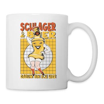 Schlager und Bier darum bin ich hier - Tasse - Weiß - Rechts